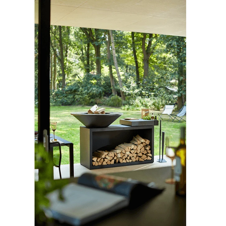 OFYR Island Black 85-100 vuurkorf - barbecue met meubel en plank van donkergrijs keramiek OFYR Island Black 85-100 Vuurkorf - Barbecue Met Meubel En Plank Van Donkergrijs Keramiek -Keuken Grill Winkel ofyr island black 2